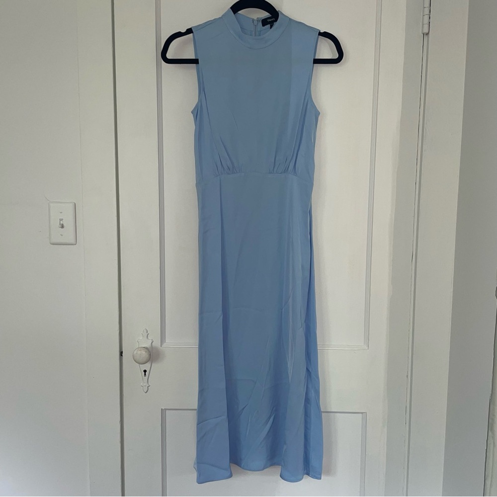 Theory Light Blue Sleeveless Midi Dress | 00 - Picture 4 of 11